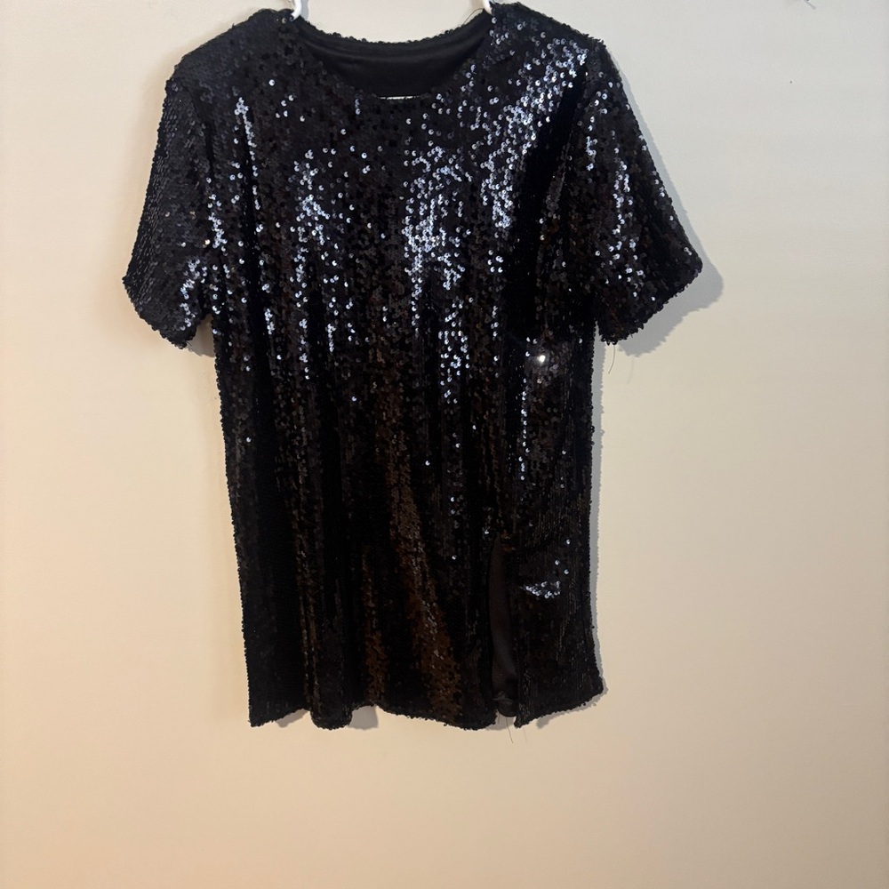 Black Sequin T-Shirt Tunic